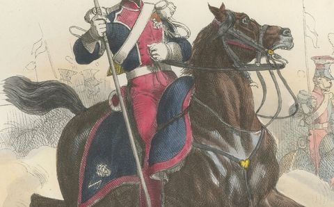 Chevau-Léger Lancer, Imperial Guard, Napoleonic Cavalry Print, 1843, close-up 2