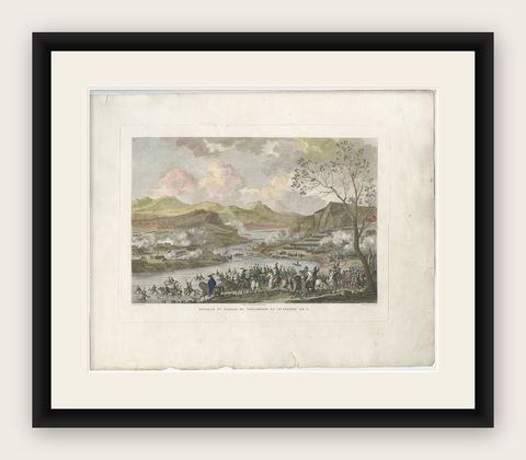 Battle of the Tagliamento 1797, Napoleonic Wars River Crossing Scene, 1808, shown framed