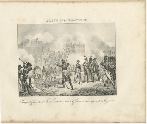 The Taking of Alexandria, Egypt Campaign, Antique Madou Lithograph, 1827, view 2