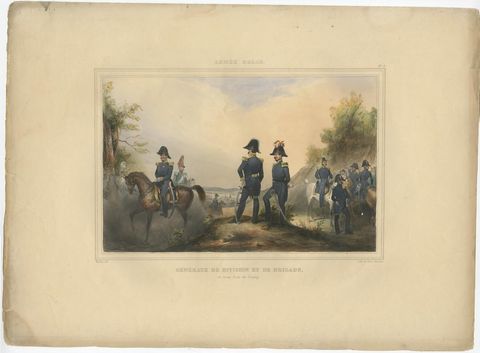 Decorative Antique Print of Fully Uniformed Generals of the Belgium Army, 1833, view 2
