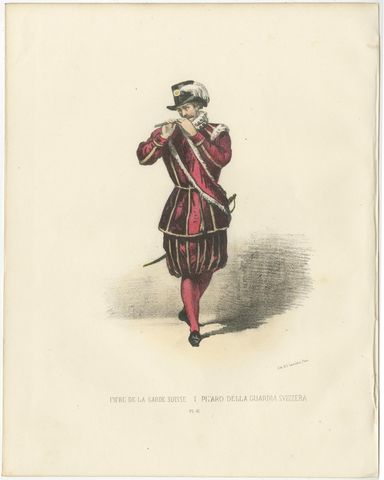 The Piper of the Swiss Guard: Handcolored Print, Plate 41, 1862, view 2