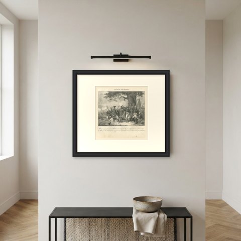 Crossing the Mincio, General Gardanne, Antique Madou Lithograph, 1827, shown framed on a wall