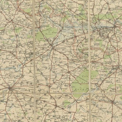 1914 WWI British War Office Map of Arras, Amiens and Reims, Edward Stanford, close-up 3