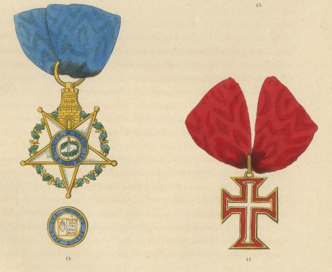 Orders of Portugal, Order of the Tower and Sword, Plate LVIII, 1844, close-up 2