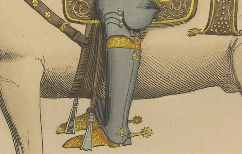 Military Costume of Jordan Orsini, Roman Nobleman on Horseback, Published 1845, close-up 2
