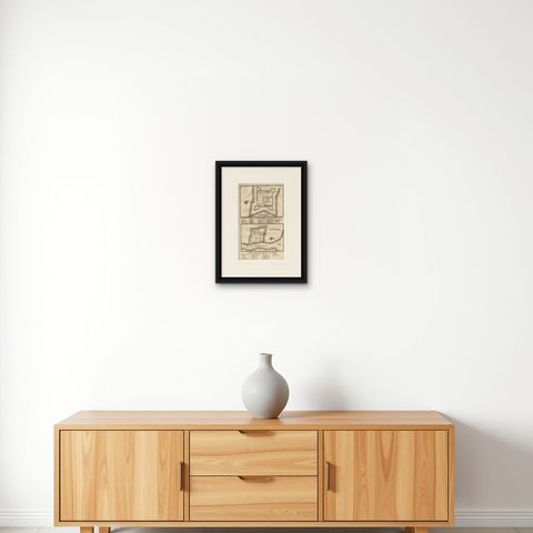 Antique Print of the Fortress on Cheribon or Cirebon, Java, Indonesia, 1726, shown framed on a wall