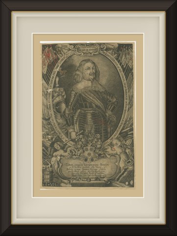 Reinhold de Rosa, Military Commander in Armor, Copper Engraving, circa 1670, shown framed