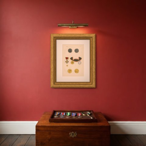 Belgian Medals, Independence of 1830 and Leopold Medals, Plate XV, 1844, shown framed on a wall