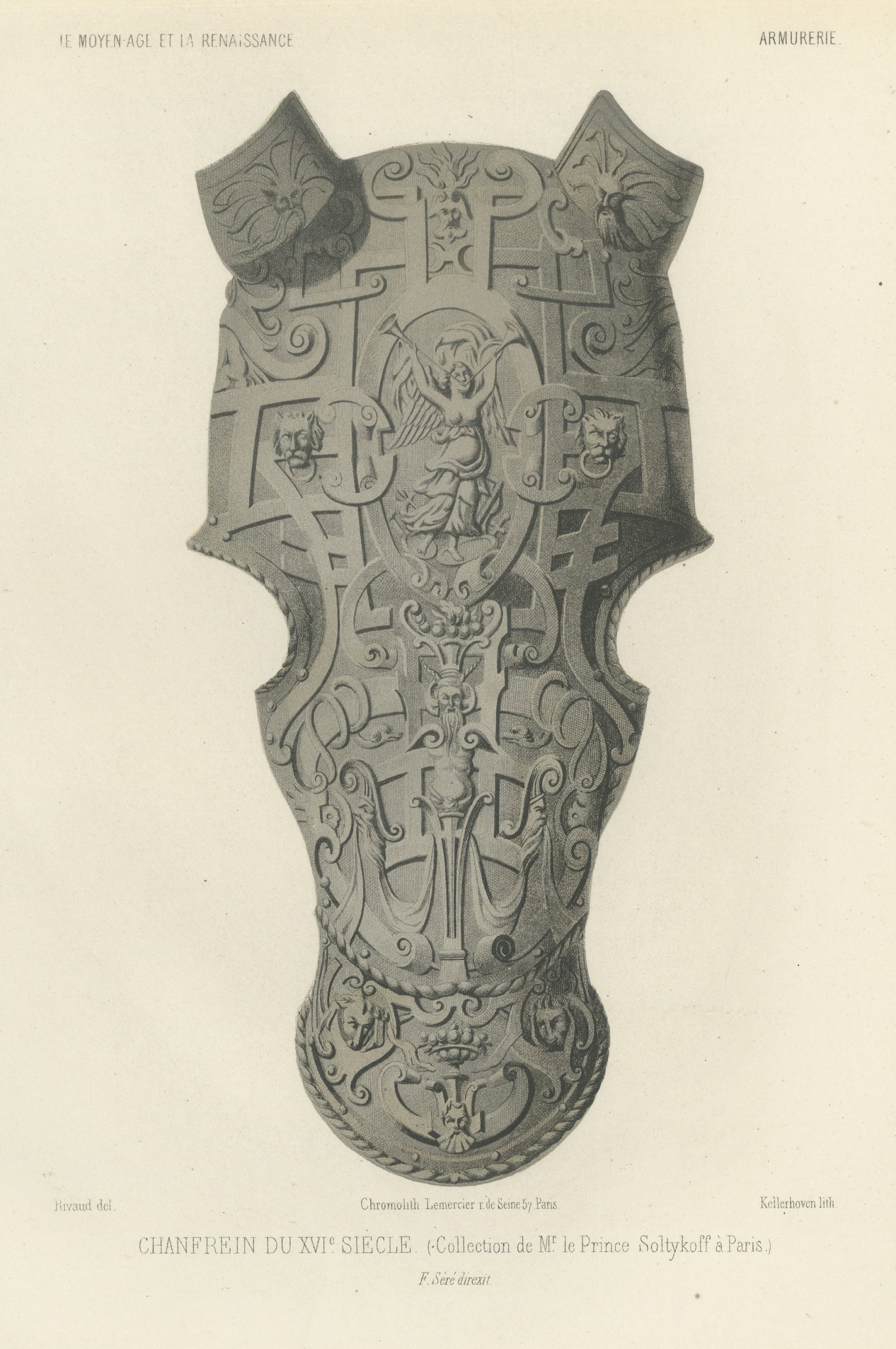 Sixteenth Century Chanfron, Soltykoff Collection, Antique Print, 1851