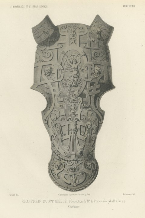 Sixteenth Century Chanfron, Soltykoff Collection, Antique Print, 1851
