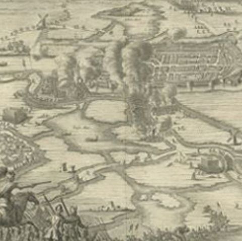 Antique Print of the Siege of Alkmaar in the Netherlands, 1681, close-up 2