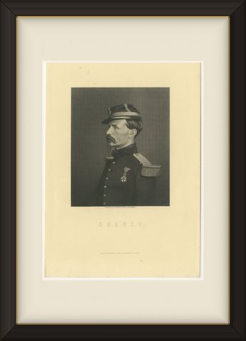 General Alfred Chanzy, French Military Commander, Antique Engraved Portrait, shown framed