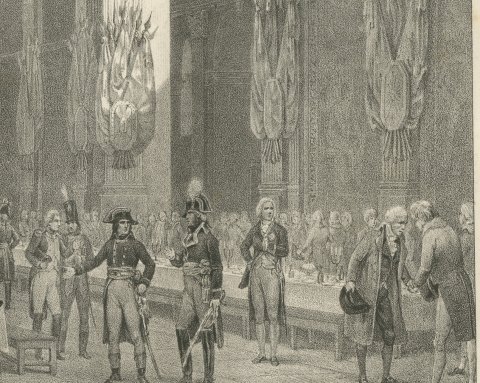 Banquet for Bonaparte and General Moreau, Antique Madou Lithograph, 1827, close-up 3