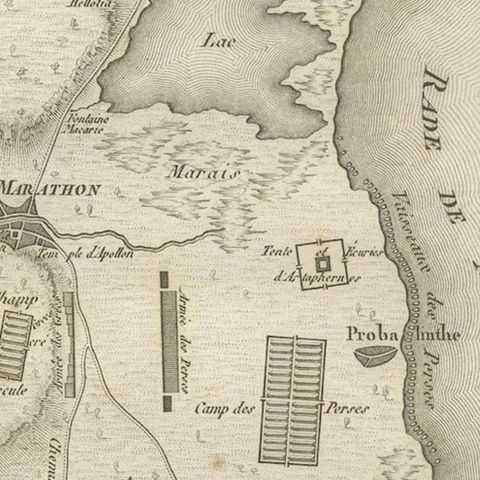 Antique Plan of the Battle of Marathon by Ambroise Tardieu, 1825, close-up 4