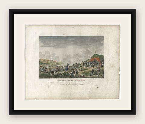 Bombardment of Madrid 1808, Napoleonic Wars Grand Armée Scene, shown framed