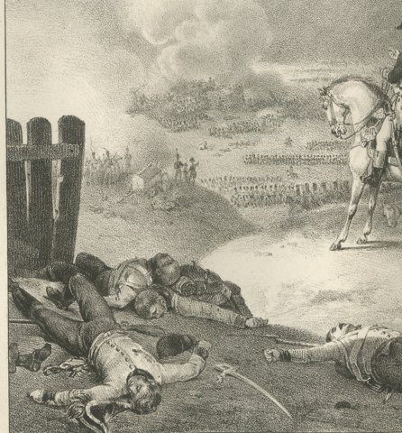 Battle of Castiglione, Wurmser Nearly Taken, Antique Madou Lithograph, 1827, close-up 1