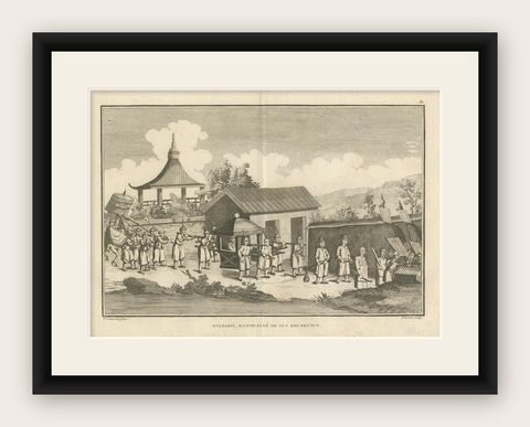 Chinese Mandarin with Retinue of Guards, Engraving after Sonnerat, 1806, shown framed
