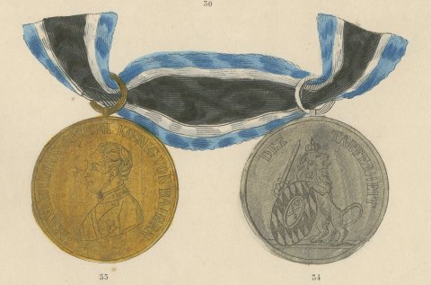 Bavarian Medals, Maximilian Joseph and Ludwig, Bravery Medal, Plate XIII, 1844, close-up 3