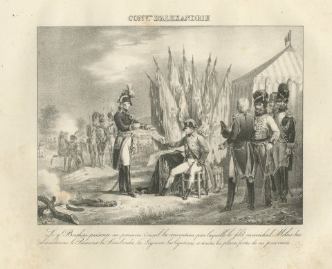 Convention of Alessandria After Marengo, Antique Madou Lithograph, 1827