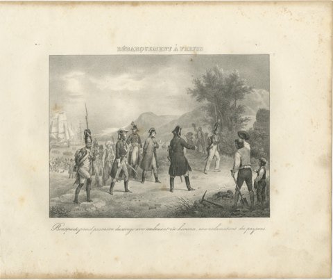 Landing at Frejus, Return from Egypt, Antique Madou Lithograph, 1827, view 2