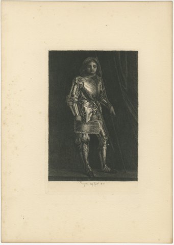 A Man in Armor after an Imitator of Giorgione, Etching by Paul Rajon, 1875, view 2