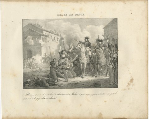 The Taking of Pavia, the Archbishop of Milan, Antique Madou Lithograph, 1827, view 2