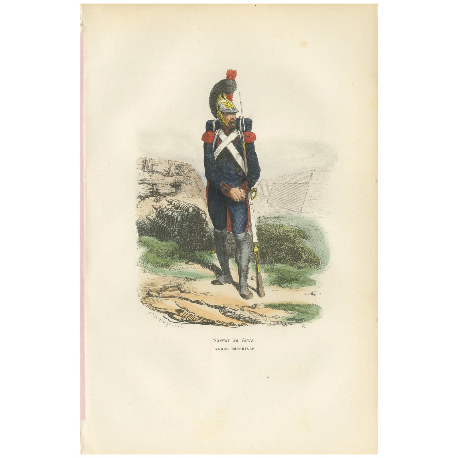 Sapeur du Génie, Garde Impériale, French Military Uniform Print, 1843
