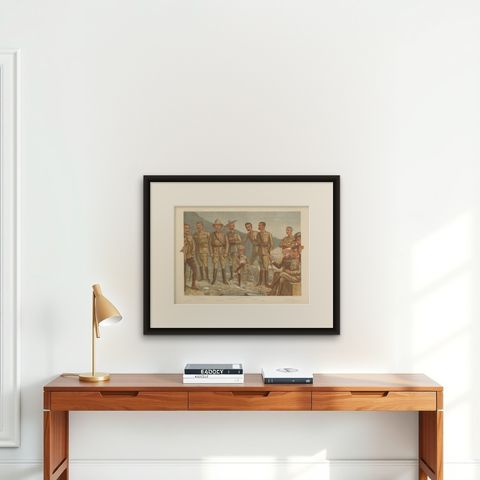 Vanity Fair Military Chromolithograph, Lord Roberts & Generals, Boer War, 1900, shown framed on a wall