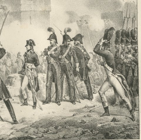 The Taking of Alexandria, Egypt Campaign, Antique Madou Lithograph, 1827, close-up 2