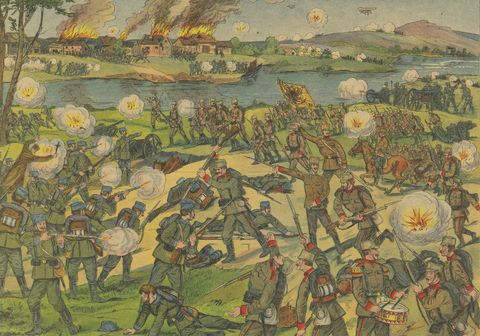 Battle of the Drina, 14 August 1914, Austro-Serbian Front, WWI Color Print, close-up 2