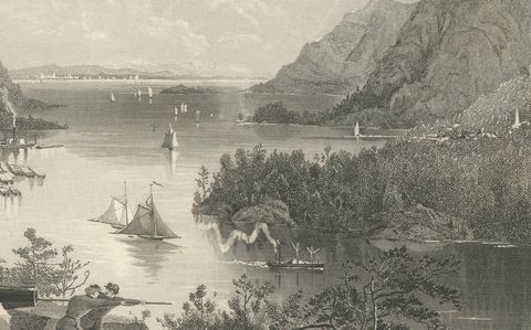West Point and the Highlands, Hudson River Military View, 1869 Engraving, close-up 2