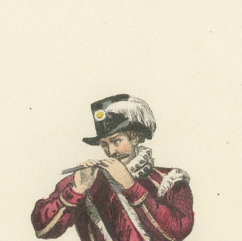 The Piper of the Swiss Guard: Handcolored Print, Plate 41, 1862, close-up 1