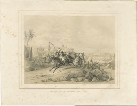 Antique Egyptian Cavalry Battle Scene from Maximilian in Bavaria, 1846, view 2
