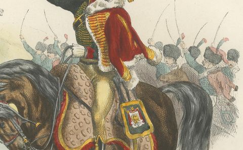 Officier de Chasseurs à Cheval, Garde Impériale, Napoleonic Cavalry Print 1843, close-up 2