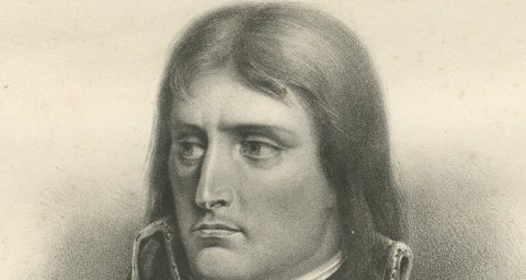 Napoleon as First Consul, Frontispiece Portrait, Antique Madou Lithograph, 1827, close-up 1