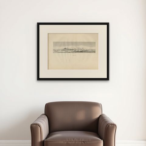 Battle of Samannoud, Denon in Egypt, Napoleon Egypt Campaign Engraving, 1802, shown framed on a wall