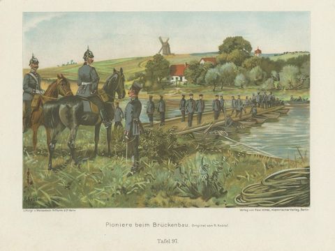 Military Lithographs, Prussian Soldiers on Duty by R. Knötel, 1900, close-up 1