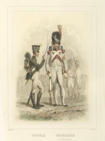 Napoleonic Guard Soldiers, Grenadier, Marine, and Standard Bearer, 1859, close-up 2