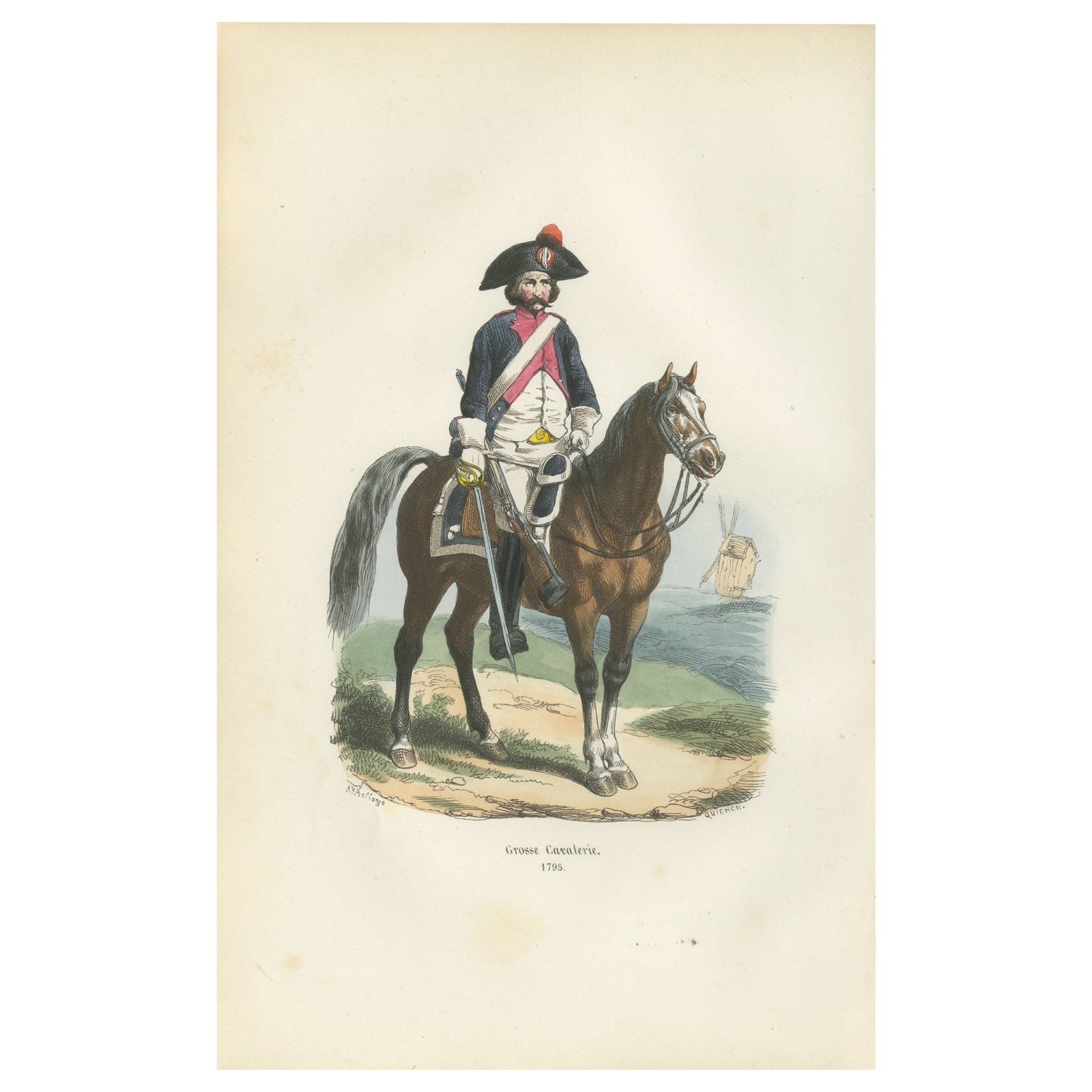 French Heavy Cavalry 1795, Napoleonic Military Uniform Print, 1843