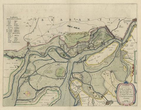 Original Map of the Military Situation After the Dutch Blockade of Antwerp, 1648, close-up 1