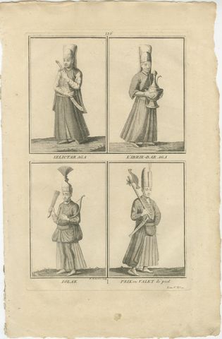 Ottoman Court Attendants and Soldiers, 1734 Print of Imperial Palace Figures, view 2