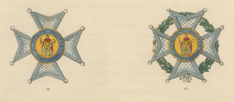 Orders of Spain, Al Mérito Militar Crosses and Collar, Plate XXVI, 1844, close-up 1
