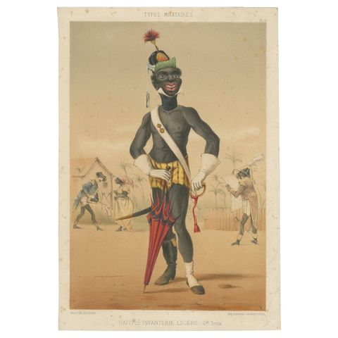 Haiti Light Infantry, Types Militaires, Antique Caricature Lithograph, ca.1862