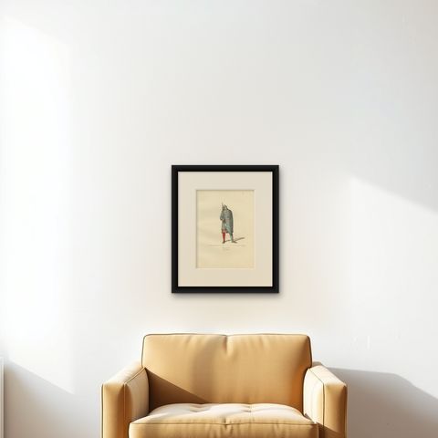 Antique Print of Roland, a Frankish Military Leader, by Bonnard, 1860, shown framed on a wall