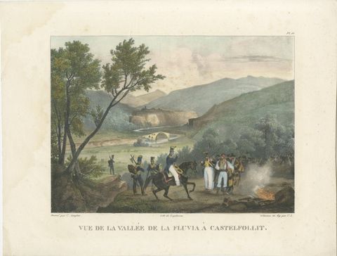 French Troops at the Fluvia Valley, Castellfollit, Napoleonic Wars Lithograph, view 2