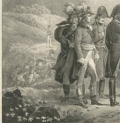 Siege of Toulon, Bonaparte's Artillery, Antique Madou Lithograph, 1827, close-up 1