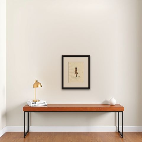 Antique Print of a 15th Century Veronese Military Costume by Bonnard, 1860, shown framed on a wall