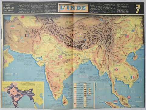 World War II Pictorial Map of India and Southeast Asia by Jacques Mercier, 1942, close-up 2