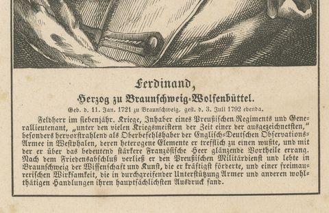 Ferdinand, Duke of Brunswick, German Military Portrait Engraving, c.1800, close-up 2