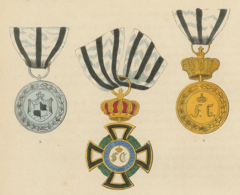 Hohenzollern, Princely House Order Insignia, Plate XLV, Wood Engraving, 1844, close-up 1